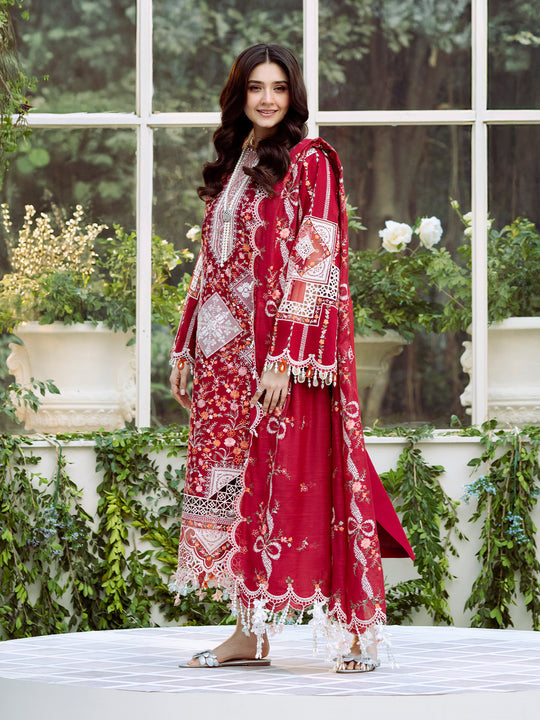 Lawn-3PC Embroidered Shirt With Khadi Net Embroidered Dupatta-5290