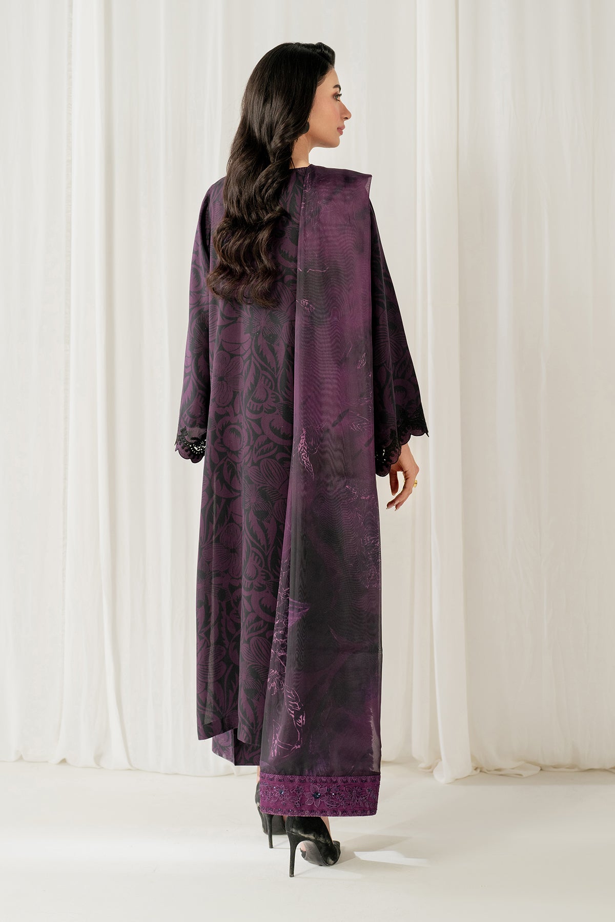 3PC-Printed Lawn Shirt With Voile Printed Dupatta-1550