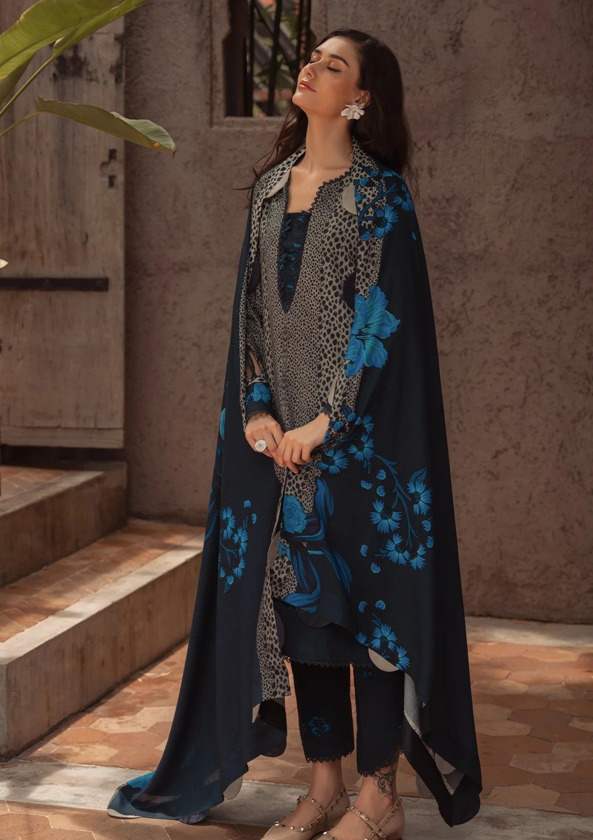 3PC LAWN PRINTED SHIRT WITH VOILE PRINTED DUAPTTA - 4014