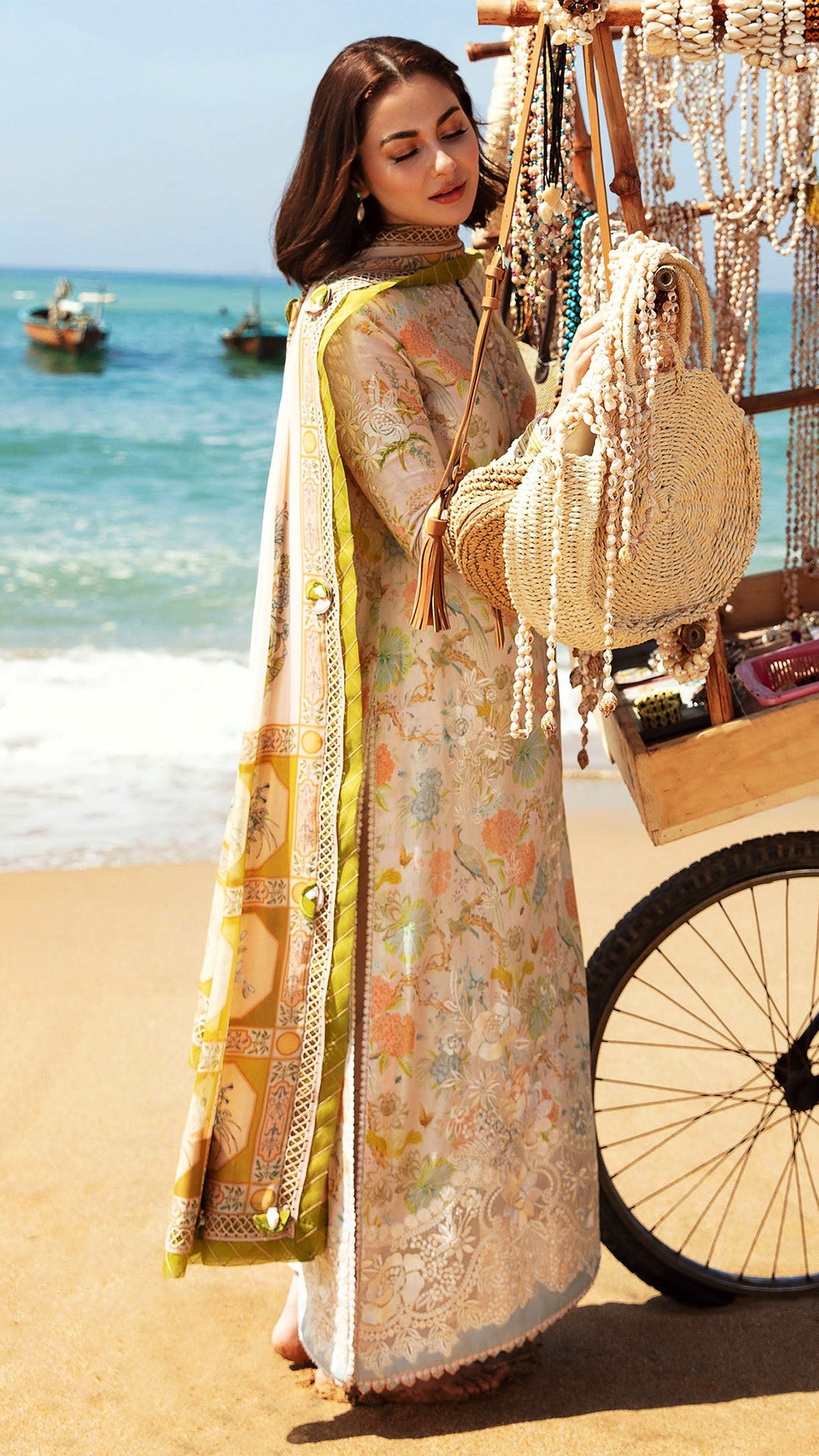 3PC-Printed Lawn Shirt With Voile Printed Dupatta-1545