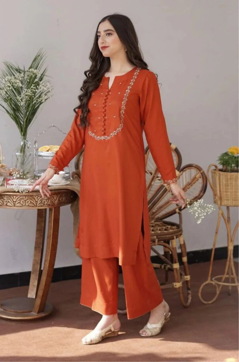 AISLING Dhanak 3PC Embroidered With Wool Shawl-1291