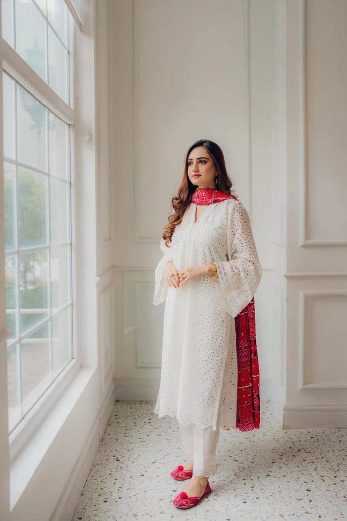 Lawn-3PC Embroidered Shirt with Digital Printed Jacquard Dupatta-1264