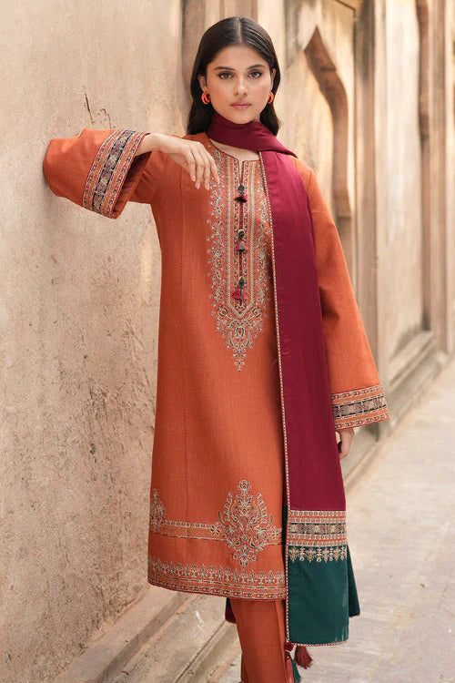 Lawn-3PC Embroidered Shirt with Digital Printed Jacquard Dupatta- 1214