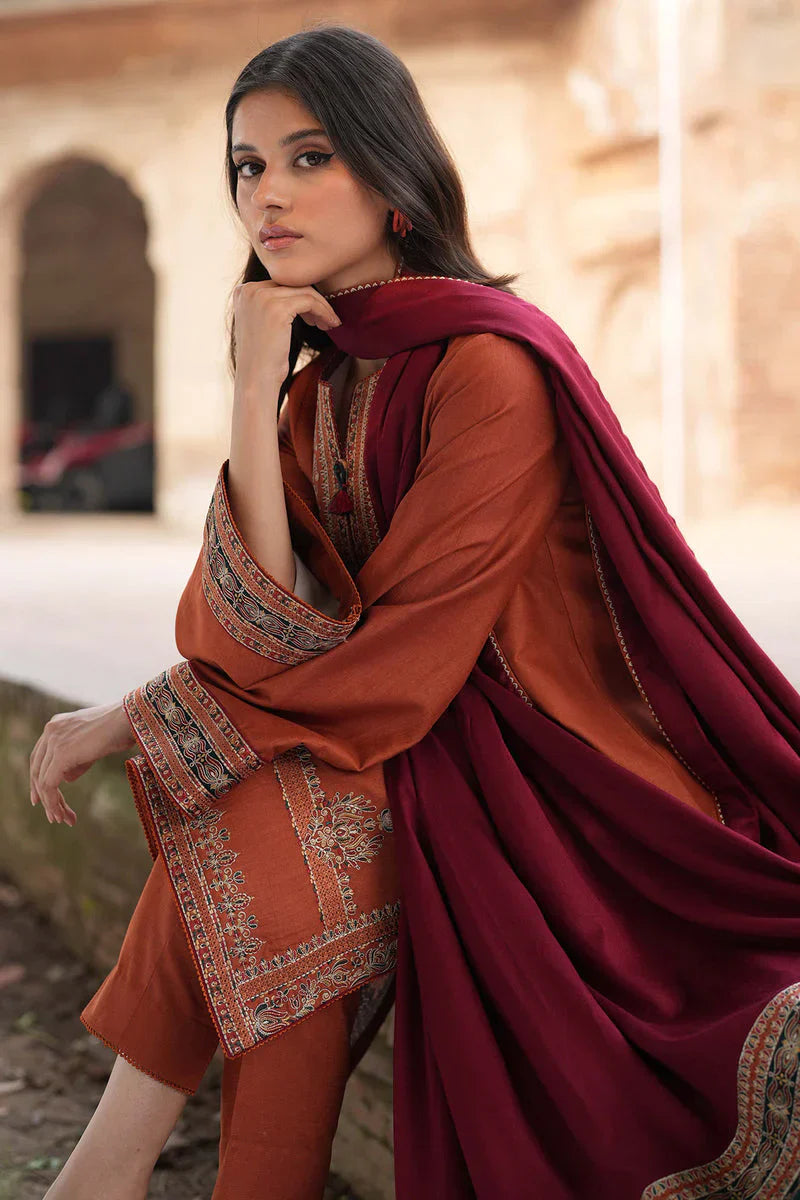 Lawn-3PC Embroidered Shirt with Digital Printed Jacquard Dupatta- 1214