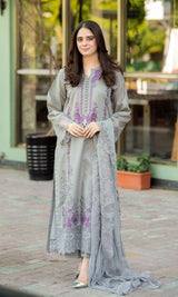 Lawn-3PC Embroidered Shirt with Chiffon Embroidered Dupatta-5155