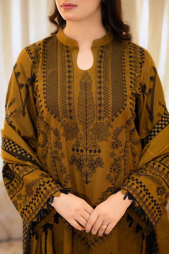 Dhanak-3PC Embroidered Shirt with Dhanak Embroidered Dupatta -3398