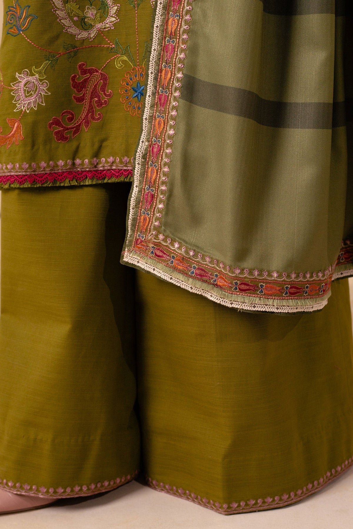 3PC Embroidered With Digital Printed Wool Shawl-198