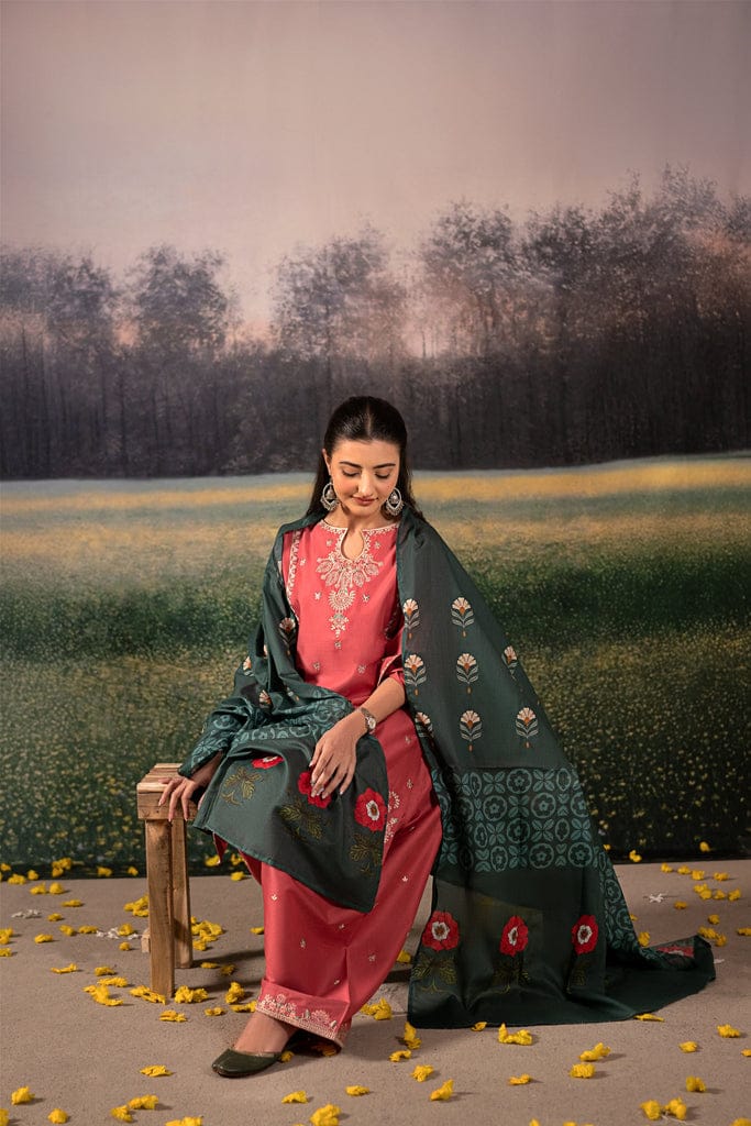 Lawn 3PC Embroidered with Digital Printed Jacquard Dupatta-5092