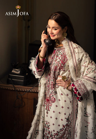 Asim Jofa Dhanak 3PC Embroidered Shirt With Digital Printed Shawl - 693