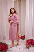 Dhanak-3PC Embroidered Shirt with Digital Printed Wool Shawl - 664