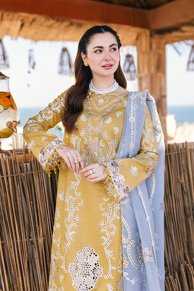 QALAMKAR Chikenkari Lawn 3PC Embroidered With Organza Embroidered Dupatta-450