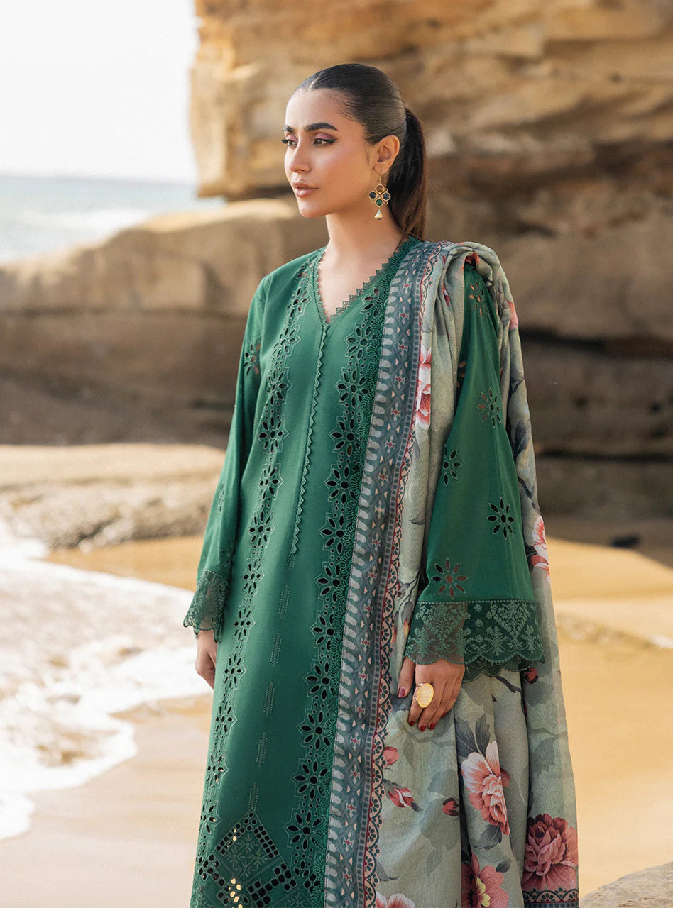 MARIA B 3PC Luxury Lawn Chikankri Embroidered With Printed Dupatta-453