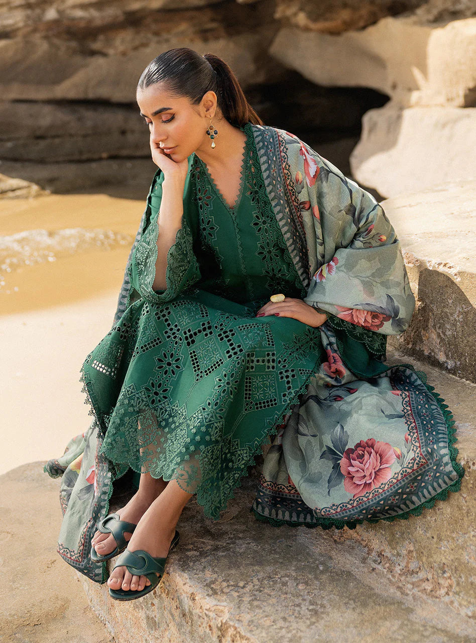 MARIA B 3PC Luxury Lawn Chikankri Embroidered With Printed Dupatta-453