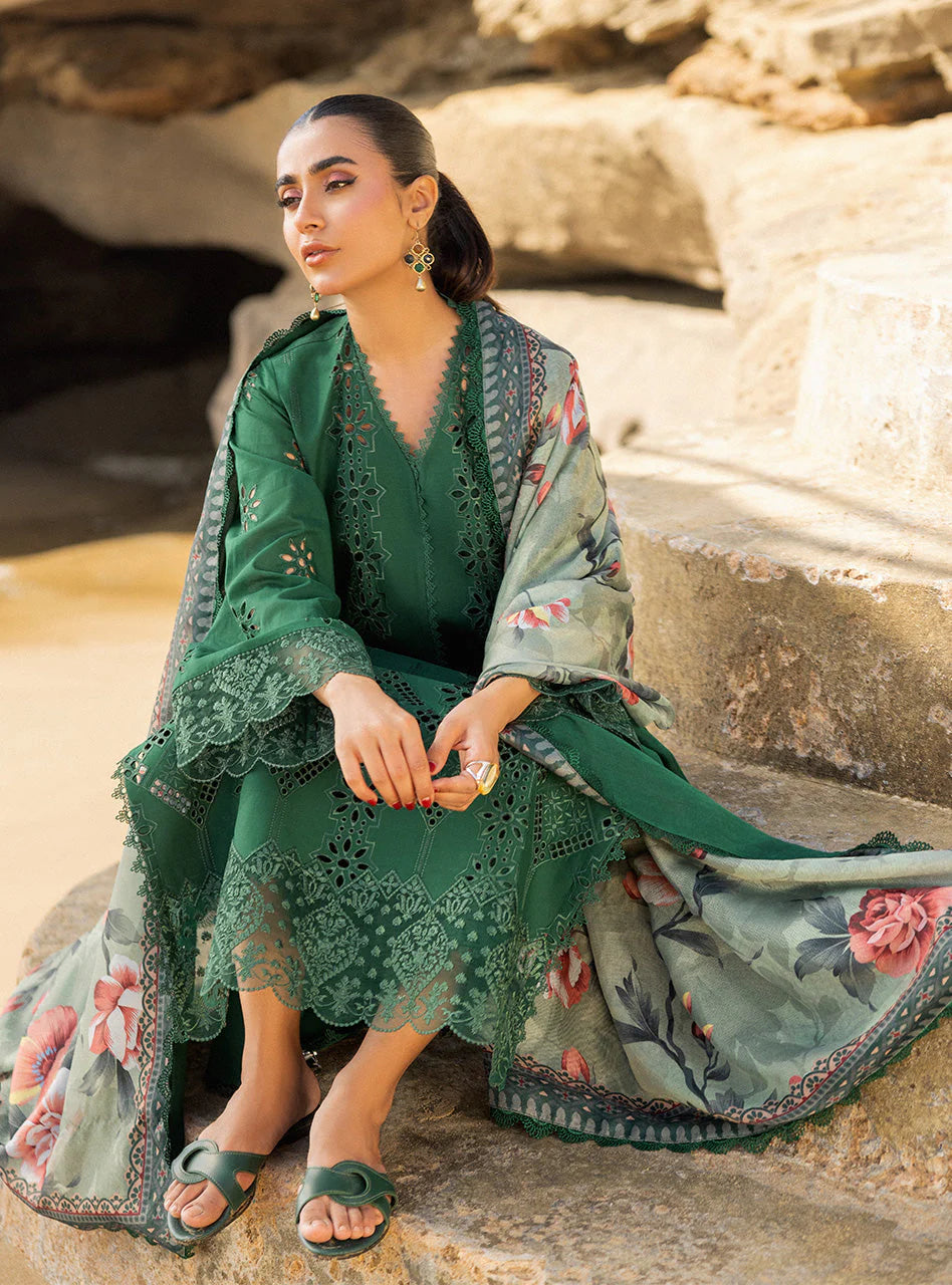 MARIA B 3PC Luxury Lawn Chikankri Embroidered With Printed Dupatta-453