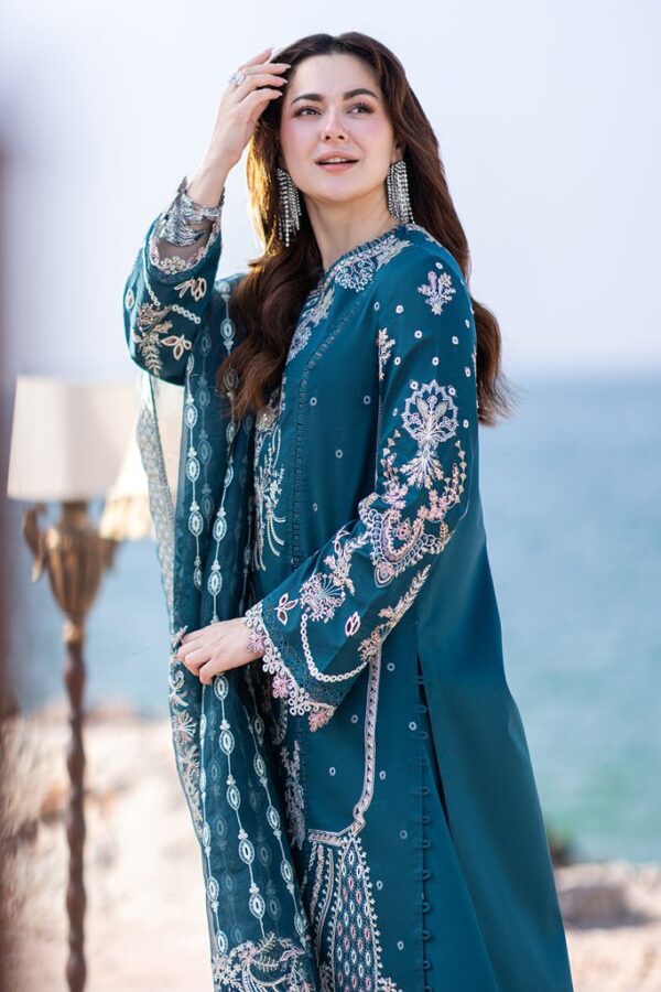 Lawn-3PC Embroidered Shirt with Organza Embroidered Dupatta-5177