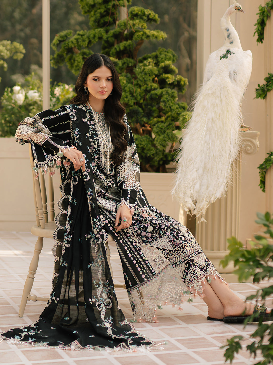 Dhanak-3PC Embroidered Shirt with Organza Embroidered Dupatta - 6216