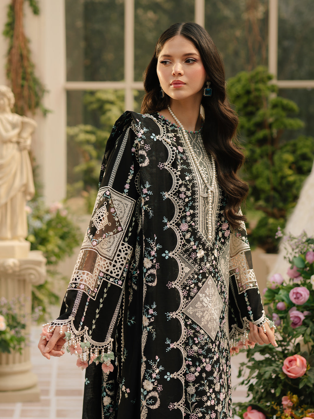 Dhanak-3PC Embroidered Shirt with Organza Embroidered Dupatta - 6216