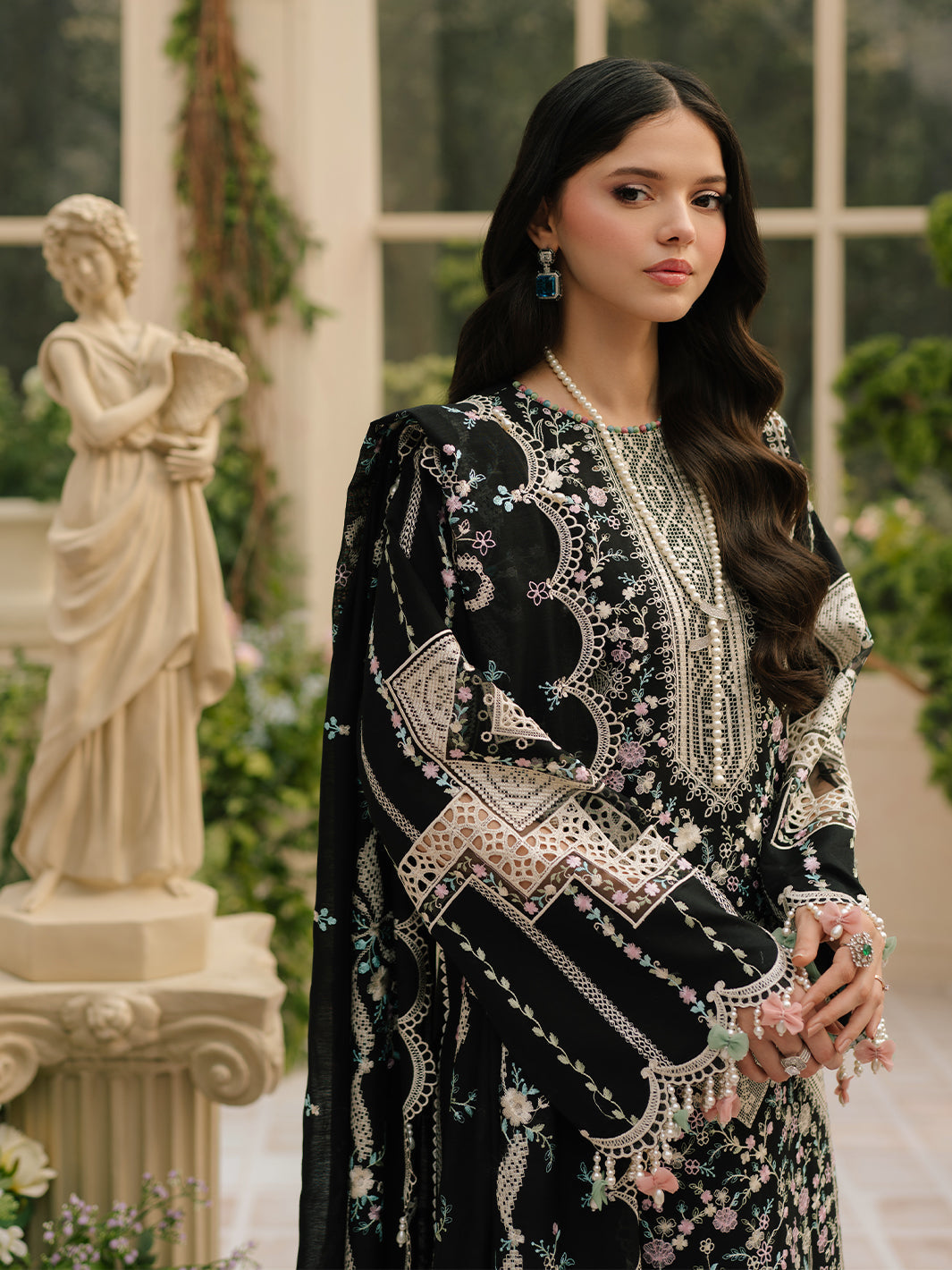 Dhanak-3PC Embroidered Shirt with Organza Embroidered Dupatta - 6216