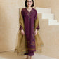 Dhanak -3PC Embroidered Shirt With Organza Embroidered Dupatta-3343