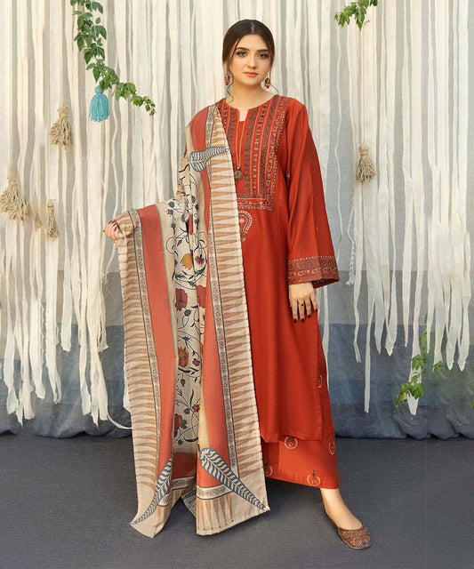 Lawn 3PC Embroidered Shirt with Digital Printed Jacquard Dupatta-5184