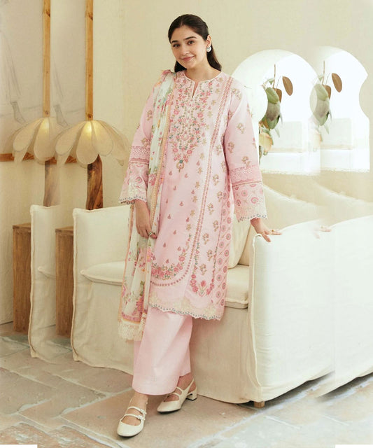 Zara Shahjahan Lawn 3PC Embroidered With Printed Dupatta--524