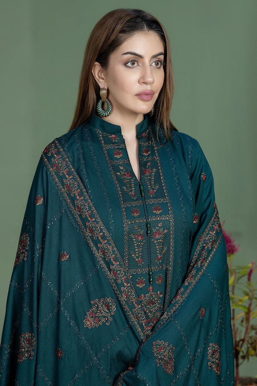 Dhanak-3PC Embroidered Shirt with Dhanak Embroidered Dupatta - 6437