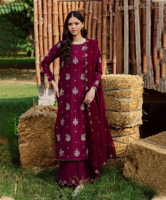 Lawn-3PC Embroidered Shirt With Chiffon Sequins Embroidered Dupatta-5060