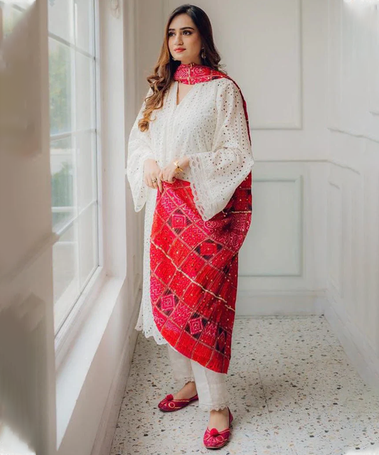Lawn-3PC Embroidered Shirt with Digital Printed Jacquard Dupatta-1264