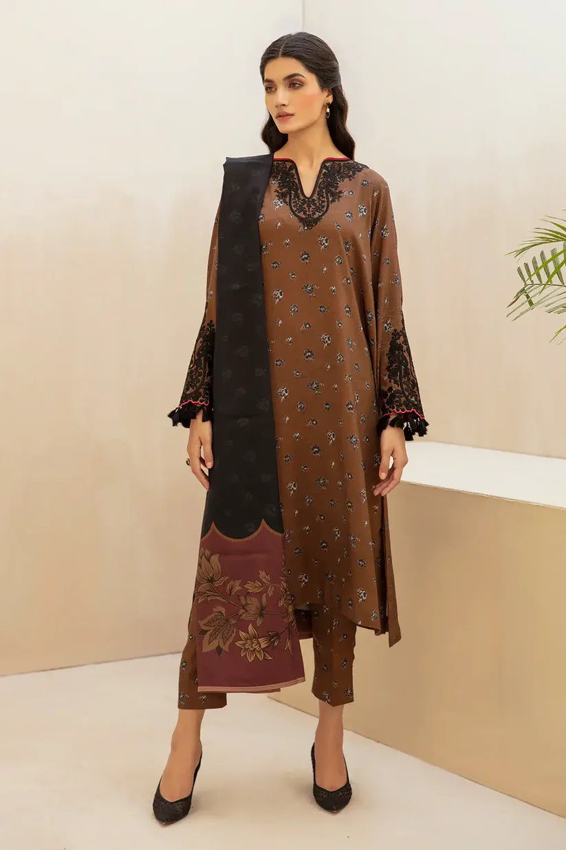 BAROQUE 3PC KARANDI PRINTED SHIRT WITH KARANDI PRINTED DUAPTTA AND TROUSER-809