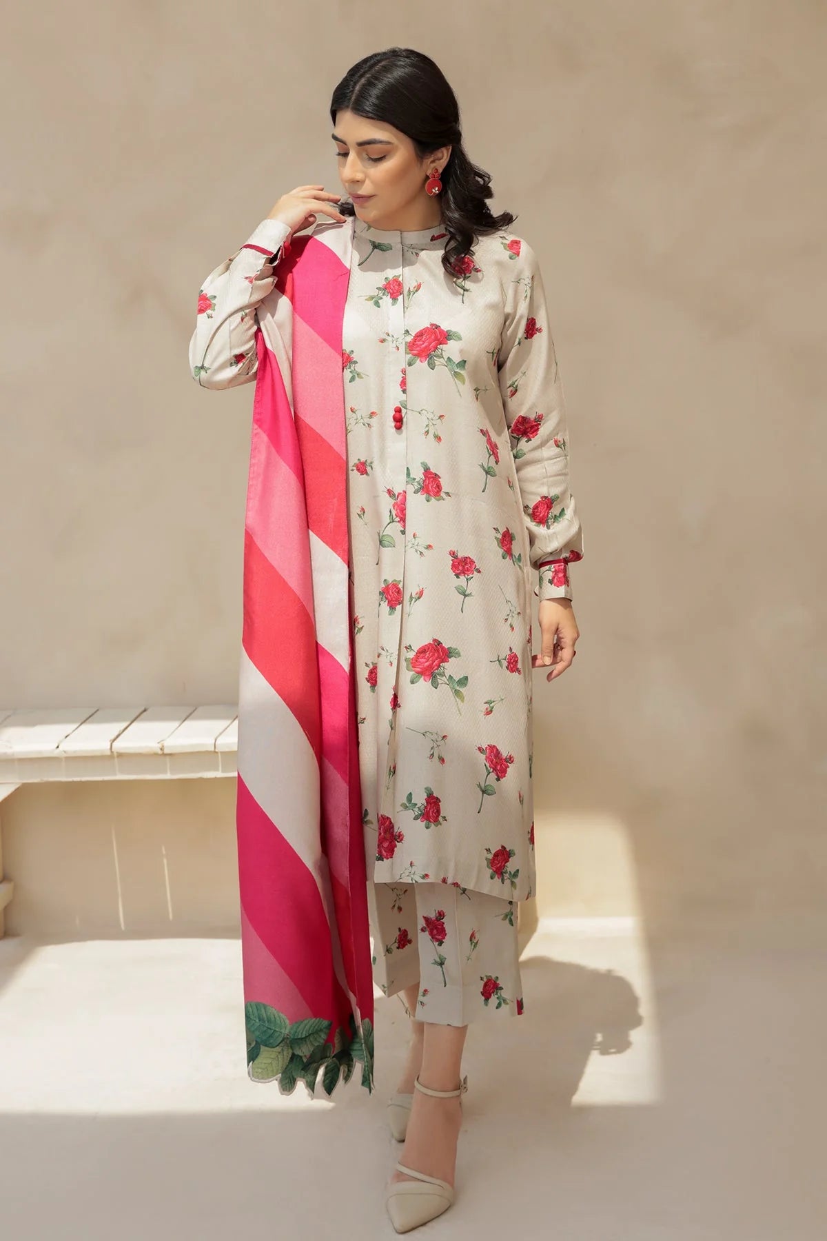 BAROQUE 3PC KARANDI PRINTED SHIRT WITH KARANDI PRINTED DUAPTTA AND TROUSER-805