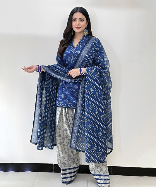 KHADDAR-3PC WITH KHADDAR PRINTED SHIRT & TROUSER-932