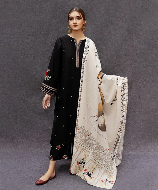 3PC Lawn Embroidered Shirt With Digital Printed Jauqard Dupatta-5007