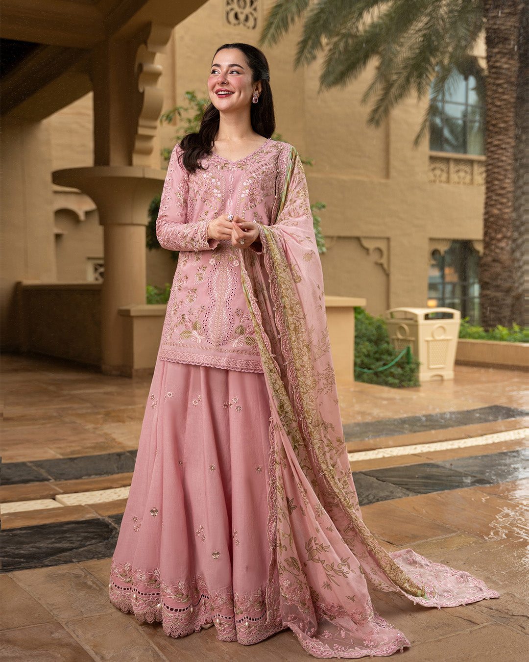 Dhanak-3PC Chikankari Embroidered Shirt with Chiffon Embroidered Dupatta - 6260