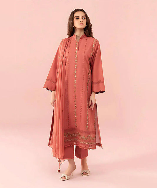 Lawn 3PC Embroidered with Chiffon Embroidered Dupatta-5034