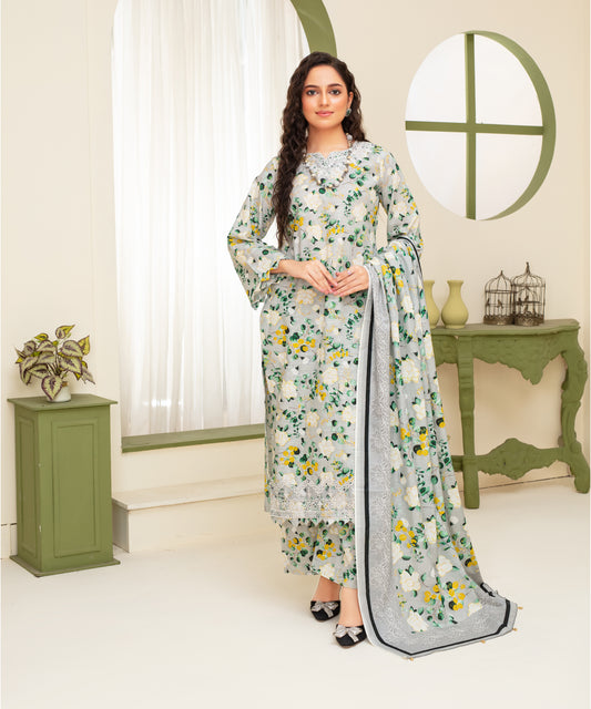 CREATION KHADDAR 3PC WITH KHADDAR PRINTED SHIRT & TROUSER-915