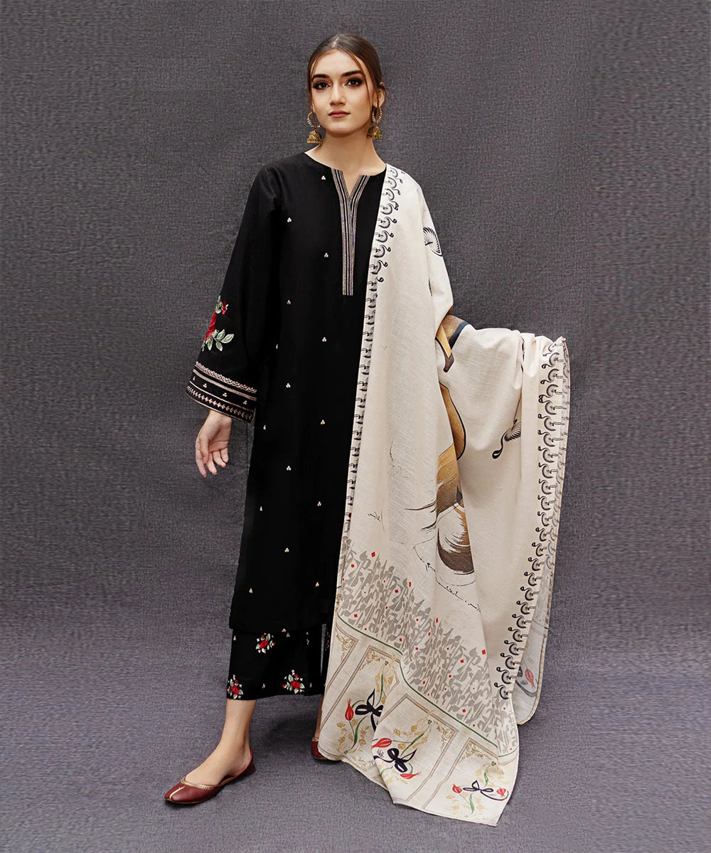 URGE DHANAK 3PC EMBROIDERED WITH PASHMINA WOOL SHAWL-167