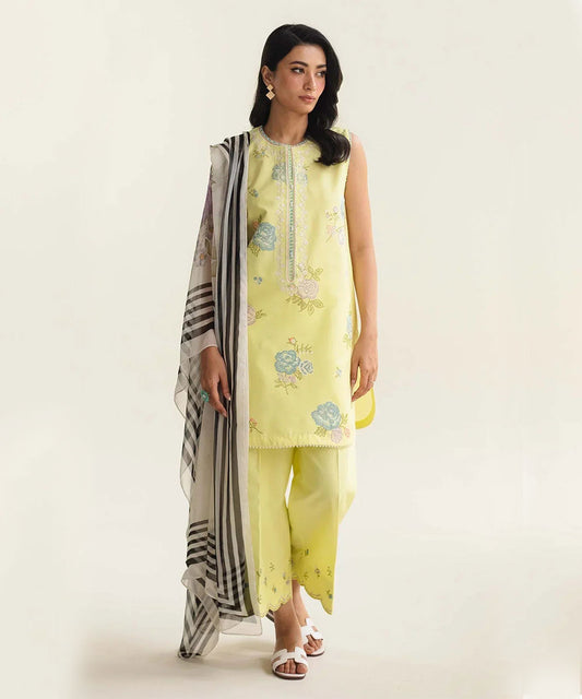 ZARA SHAHJAHAN 3PC Lawn Embroidered Shirt With Printed Dupatta-507