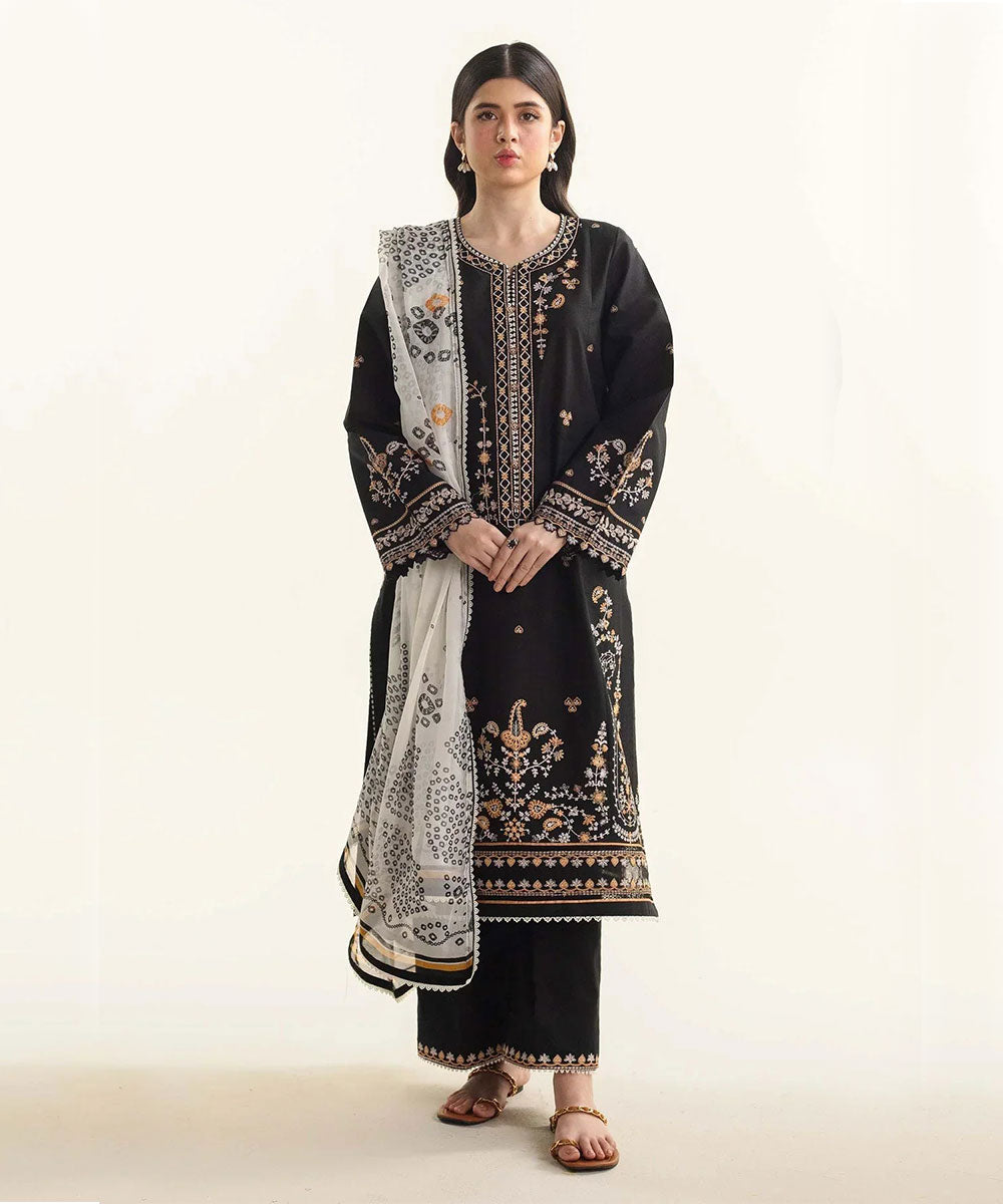 ZARA SHAHJAJAN 3PC Lawn Embroidered Shirt With Printed Dupatta-490