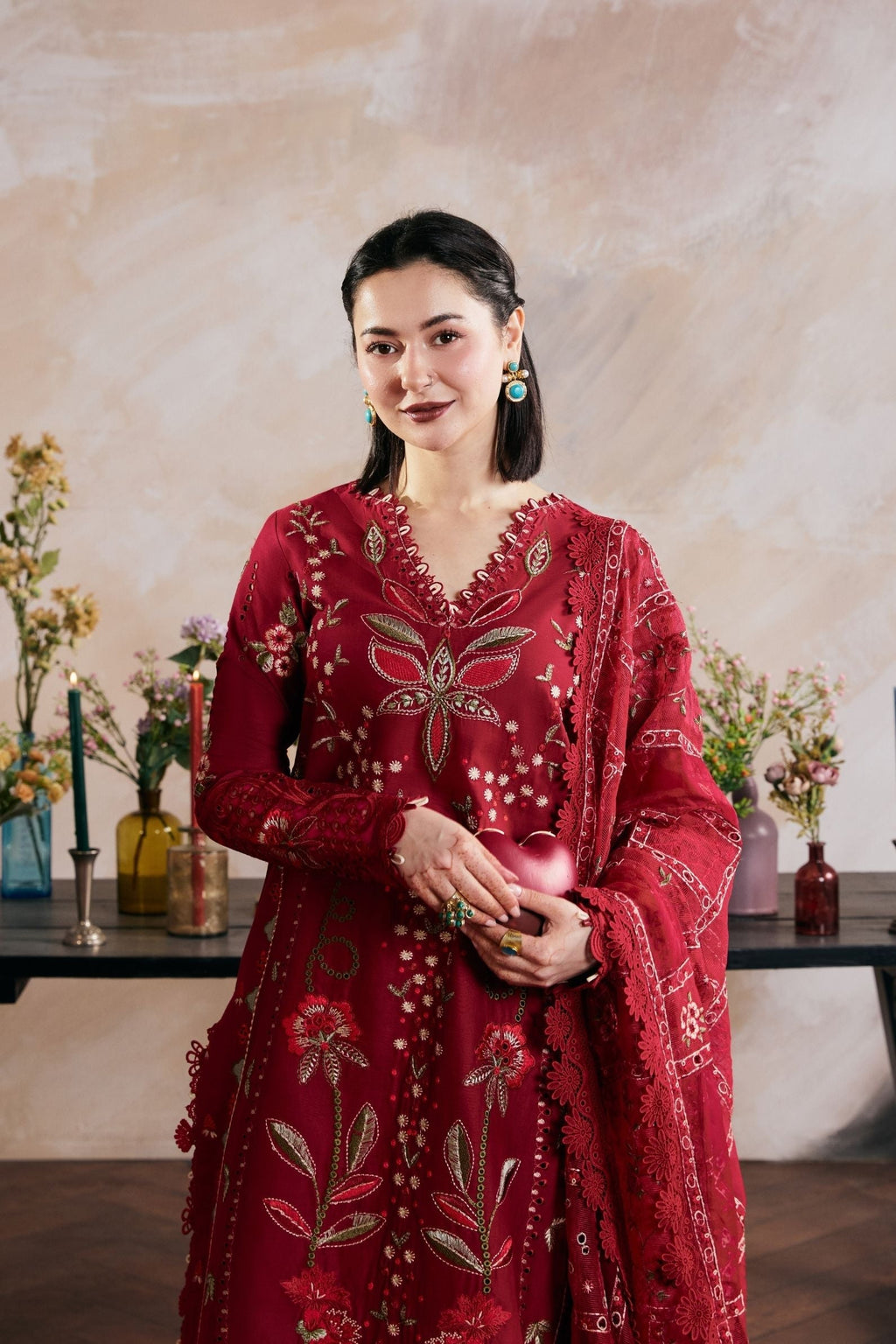 Dhanak-3PC Embroidered Shirt with Digital Printed Wool Shawl - 6408
