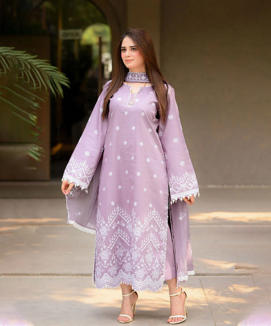 Lawn-3PC Embroidered Shirt with Chiffon Embroidered Dupatta-5136