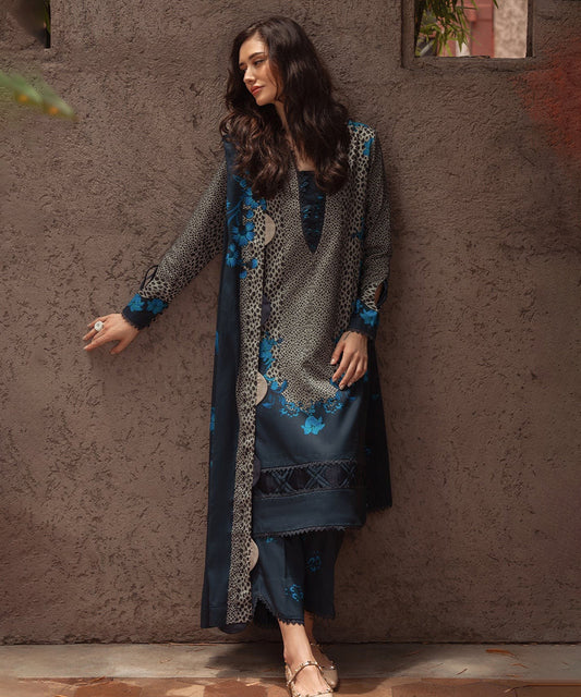 3PC LAWN PRINTED SHIRT WITH VOILE PRINTED DUAPTTA - 4014