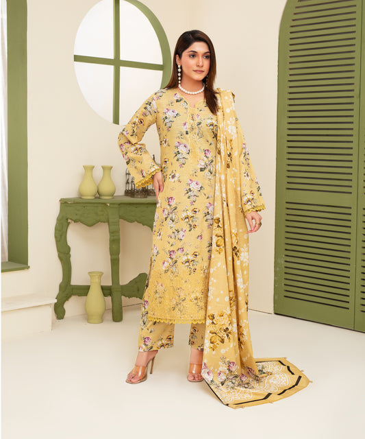 CREATION KHADDAR 3PC WITH KHADDAR PRINTED SHIRT & TROUSER-912