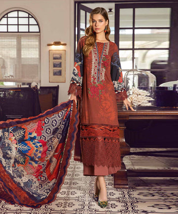 3PC-Printed Lawn Shirt With Voile Printed Dupatta-1542 main image 0