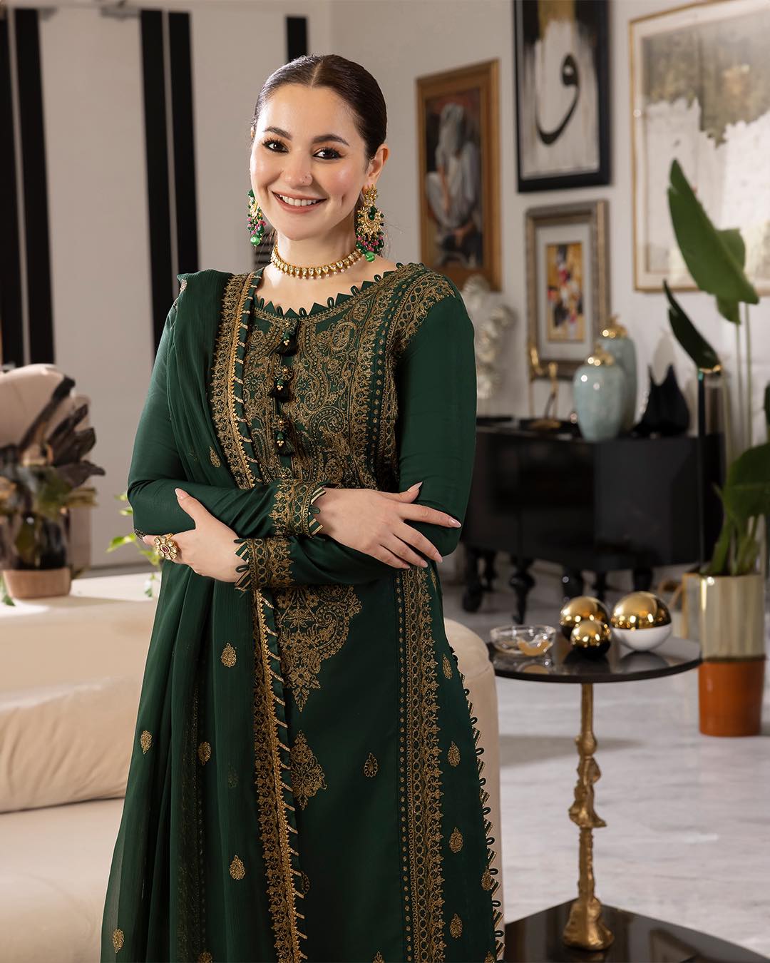Dhanak-3PC Embroidered Shirt with Chiffon Embroidered Dupatta - 658