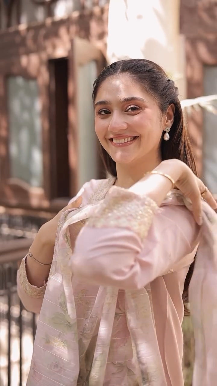 Lawn-3PC Embroidered Shirt with Organza Digital Printed Dupatta-5206