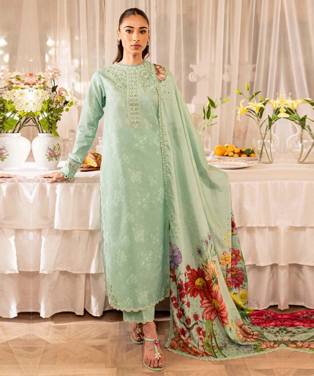 Female Studio Dhanak 3PC Embroidered With Digital Printed Dupatta-121