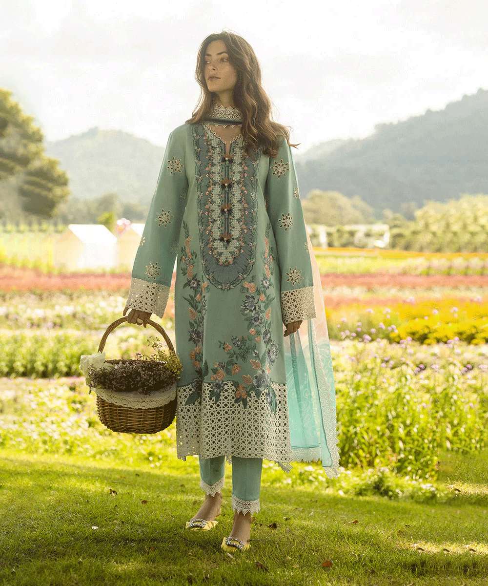 Dhanak-3PC Embroidered with Digital Printed Wool Shawl-3363