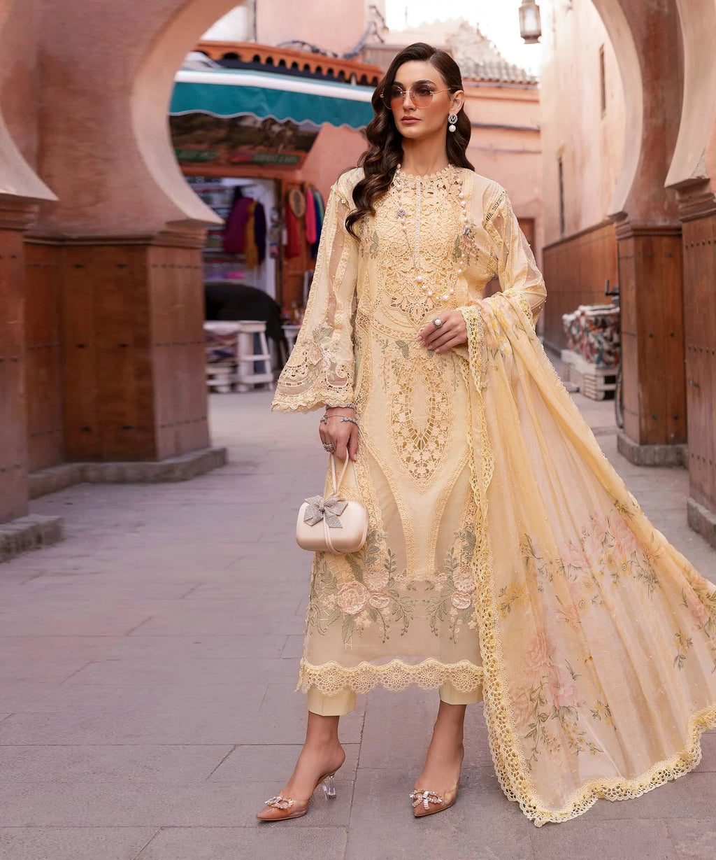 Lawn-3PC Embroidered With Chiffon Digital Printed Dupatta - 5269