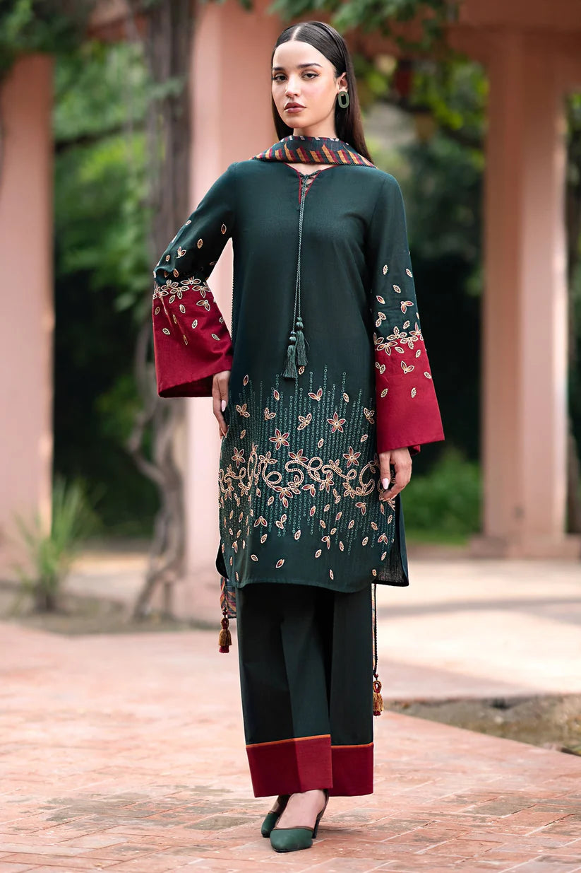 JAZMIN 3PC Dhanak Embroidered Shirt With Printed Dupatta-679