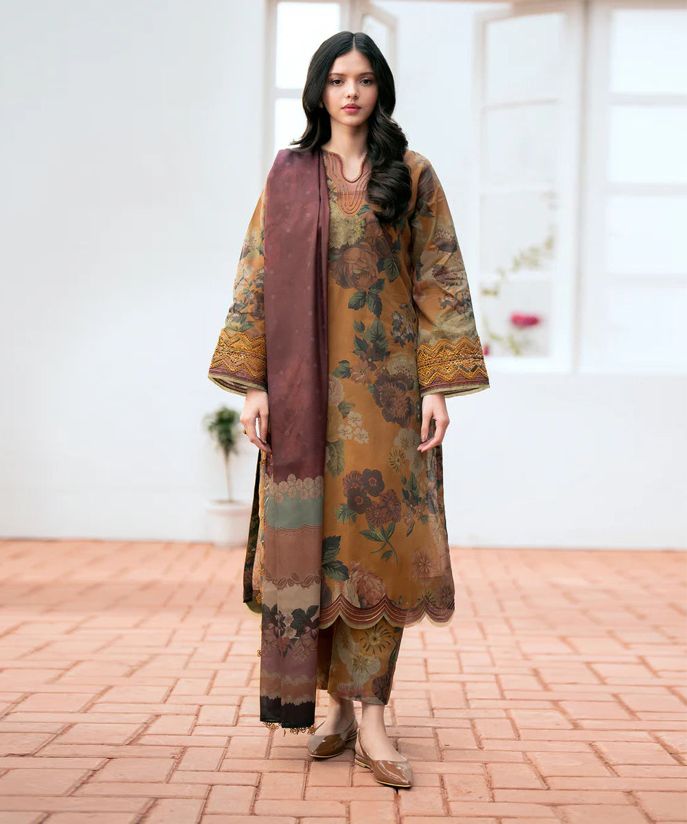 3PC KARANDI PRINTED SHIRT WITH KARANDI PRINTED DUAPTTA AND TROUSER-813
